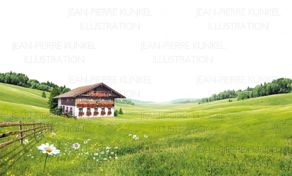 Almlandschaft mit Hütte